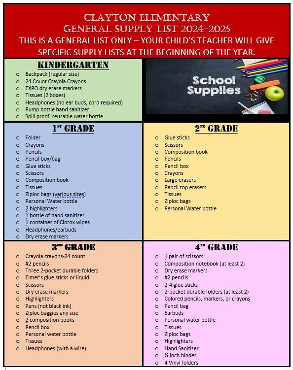  Supply List 2024-25